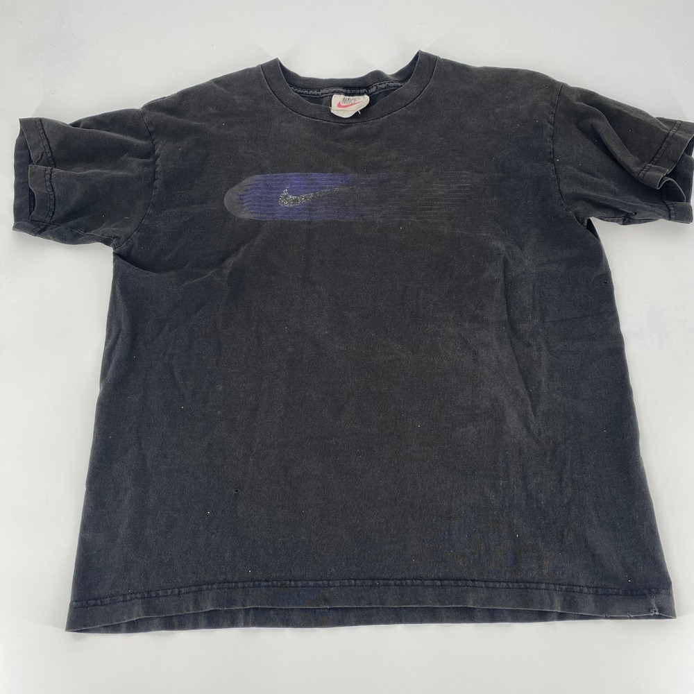 Kids Nike T Shirt Black Swoosh Graphic‎ Tee Size L Youth Vintage Retro